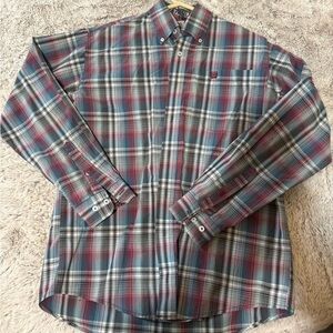 Men's Plaid Shirt - Red, Blue, and Gray